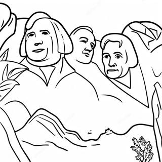 Famous Presidents on Mount Rushmore Coloring Page | Mount Rushmore coloring page