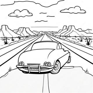 Route 66 Scenic View Coloring Page | Route 66 coloring page