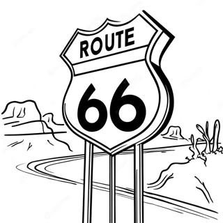 Vintage Route 66 Sign Coloring Page | Route 66 coloring page