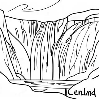 Majestic Iceland Waterfall Coloring Page | Iceland coloring page