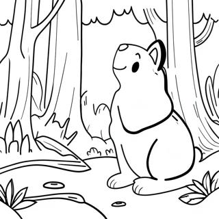 Woodland Scene Coloring Page | Wood coloring page