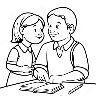 Respectful Child Listening to Teacher Coloring Page | Respecting Authority coloring page