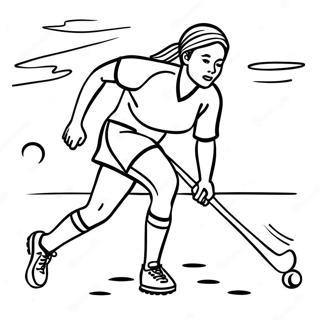 Field Hockey Player Dribbling Ball Coloring Page | Field Hockey coloring page
