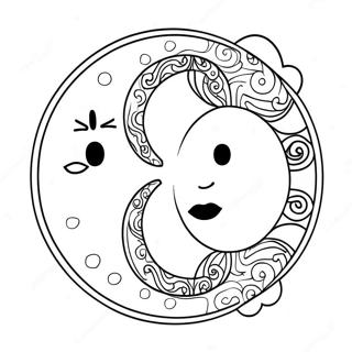 Sol e Lua Yin Yang Página para Colorir | Página para colorir de Sol e Lua Yin Yang