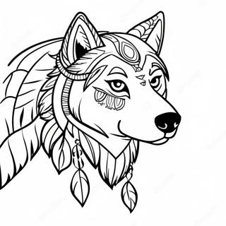 Wolf Native American Coloring Page | Wolf Native American coloring page