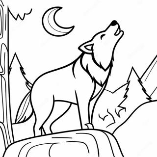 Majestic Wolf Howling at the Moon Coloring Page | Wolf Native American coloring page