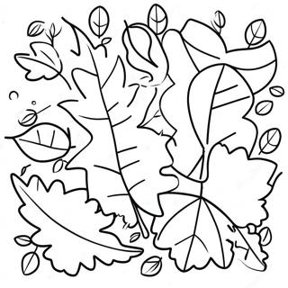 Adorable Autumn Leaves Coloring Page | Cute September coloring page