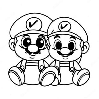 Page à colorier de bébé Mario et Luigi | Page de coloriage Bébé Mario et Luigi