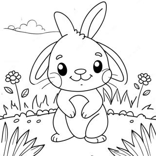 Cute Bunny in a Garden Coloring Page | Rabbit for Adults coloring page