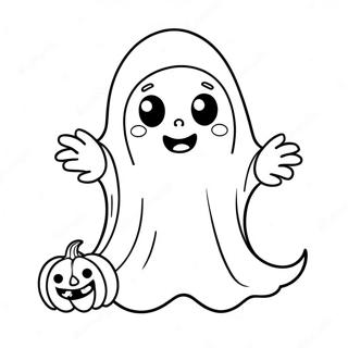Cute Halloween Ghost Coloring Page | Easy Halloween coloring page