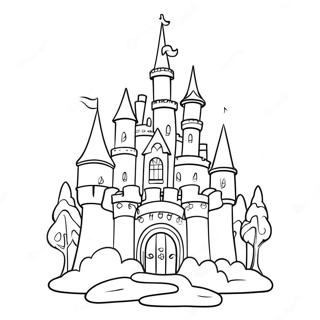 Sparkly Barbie Princess Castle Coloring Page | Barbie Princess coloring page