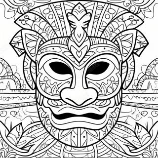 Polynesian Tiki Mask Coloring Page | Polynesian coloring page