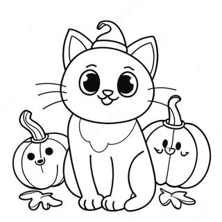 Halloween Black Cat Coloring Page | Halloween Animal coloring page