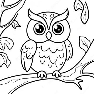 Spooky Owl in a Tree Coloring Page | Halloween Animal coloring page