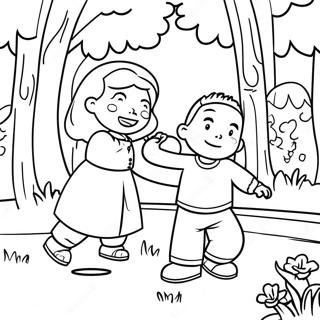 Omar and Hana Playing in the Park Coloring Page | Omar and Hana coloring page