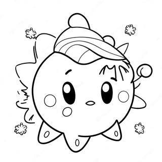 Cute Ice Kirby with Snowflakes Coloring Page | Ice Kirby coloring page