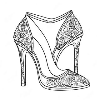 Sparkly High Heels Coloring Page | Girl Shoes coloring page
