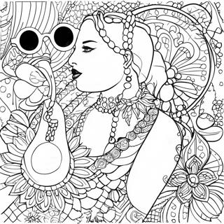 Trendy Fashion Accessories Coloring Page | Fashionable Chic coloring page