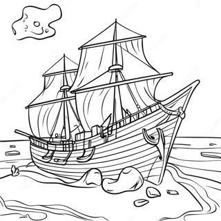 Shipwreck Scene Coloring Page | Shipwreck coloring page