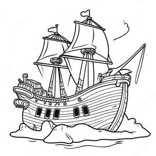 Sunken Pirate Ship Coloring Page | Shipwreck coloring page