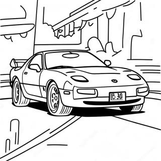 Mazda RX7 in Action Coloring Page | RX7 coloring page