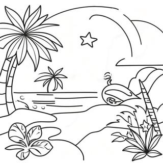 Tropical Christmas Scene Coloring Page | Tropical Christmas coloring page