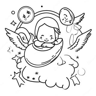 Angels Surrounding Baby Jesus Coloring Page | Jesus Birth coloring page