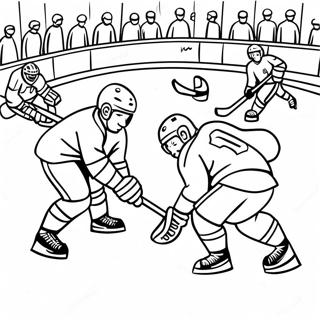Exciting Hockey Game Scene Coloring Page | Hockey Rink coloring page