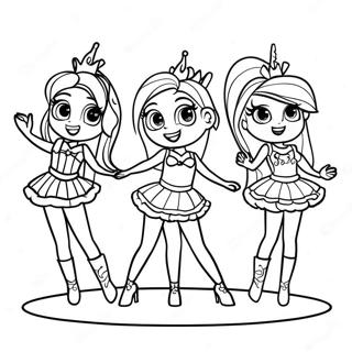 Dazzlings Performing on Stage Coloring Page | The Dazzlings coloring page
