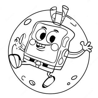 SpongeBob Kicking a Colorful Ball Coloring Page | SpongeBob Playing Soccer coloring page