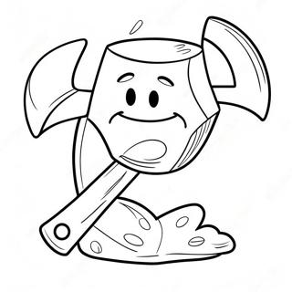 Cartoon Axe with Smiling Face Coloring Page | Axe coloring page