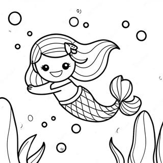 Rainbow Mermaid Underwater Scene Coloring Page | Rainbow Mermaid coloring page