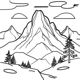 Majestic Mountain Range Coloring Page | Mountain for Adults coloring page