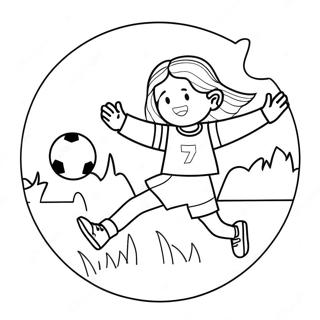 Girl Playing Soccer with a Colorful Ball Coloring Page | Girl Playing Soccer coloring page