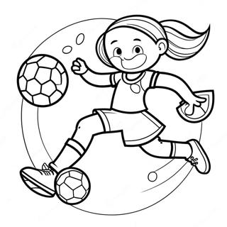 Energetic Girl Kicking a Soccer Ball Coloring Page | Girl Playing Soccer coloring page