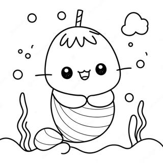 Cute Mermaid Pusheen Underwater Coloring Page | Mermaid Pusheen coloring page