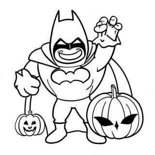 Creepy Batman with Pumpkin Coloring Page | Batman Halloween coloring page