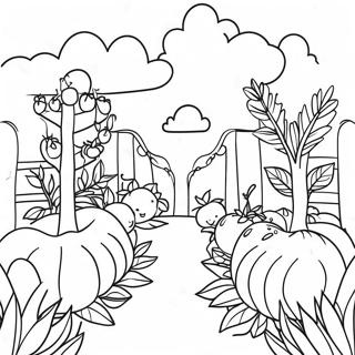 Colorful Vegan Garden Coloring Page | Vegan coloring page