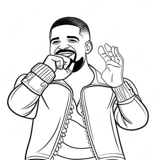 Drake Performing on Stage Coloring Page | Drake coloring page