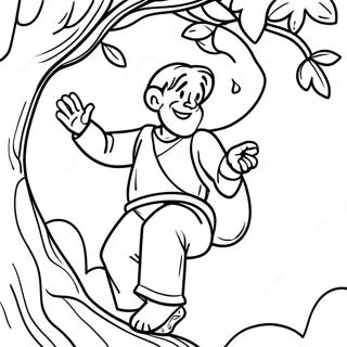 Zacchaeus Climbing a Tree Coloring Page | Zacchaeus coloring page
