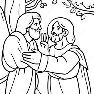 Zacchaeus Meeting Jesus Coloring Page | Zacchaeus coloring page
