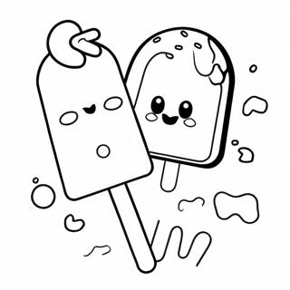 Colorful Popsicle Treats Coloring Page | Popsicle coloring page