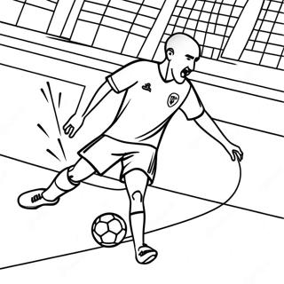 Karim Benzema Scoring a Goal Coloring Page | Benzema coloring page