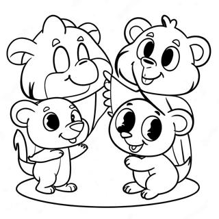Pajanimals Playing Together Coloring Page | Pajanimals coloring page