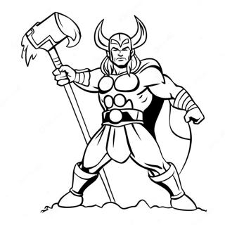 Mighty Thor with Stormbreaker Coloring Page | Thor Love and Thunder coloring page