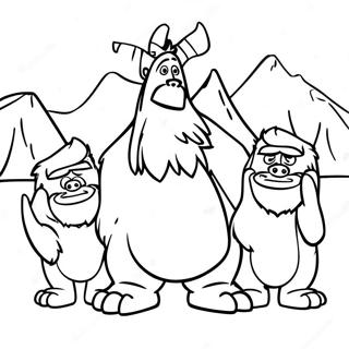 Smallfoot Characters in Adventure Coloring Page | Smallfoot coloring page