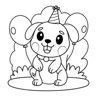 Happy Birthday Puppy with Balloons Coloring Page | Happy Birthday Puppy coloring page