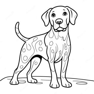 German Shorthaired Pointer Playing Fetch Coloring Page | German Shorthaired Pointer coloring page