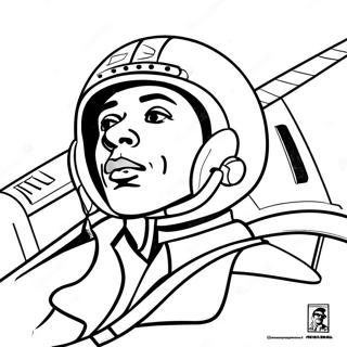 Brave Tuskegee Airman Flying a Plane Coloring Page | Tuskegee Airmen coloring page
