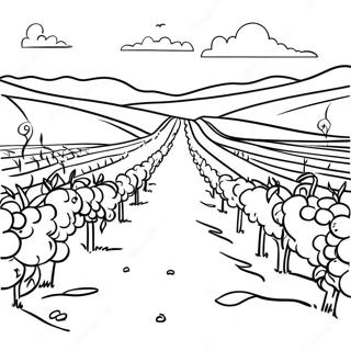 Beautiful Vineyard Coloring Page | Wine coloring page